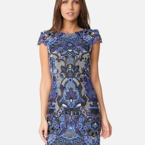 Elegant Blue and Black Lace Dress